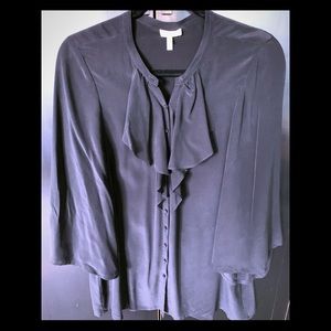 JOIE SILK RUFFLE FRONT BLOUSE